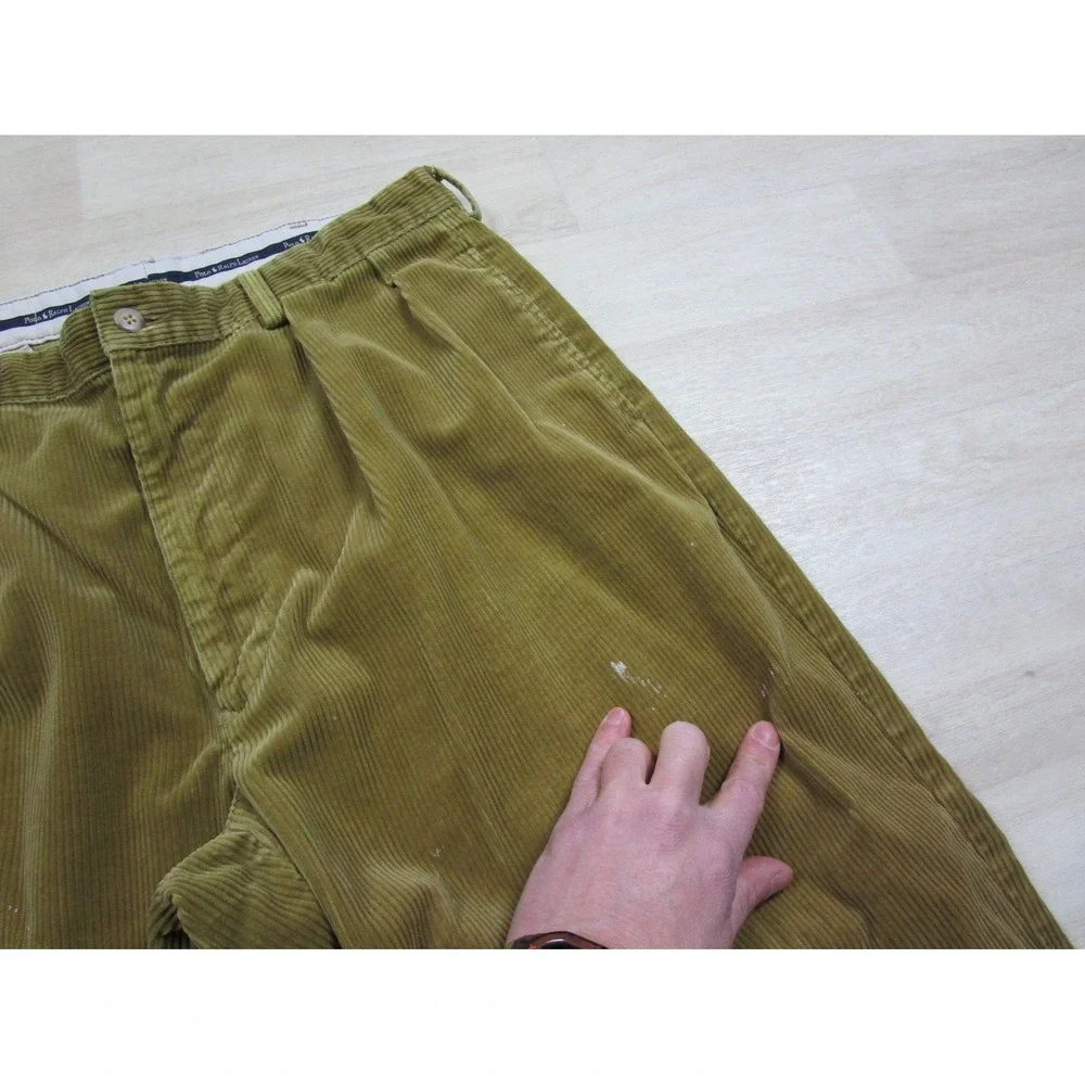Polo Ralph Lauren Andrew Pant Corduroy Trousers Men's 33x27‎ Tan Pleated Vintage